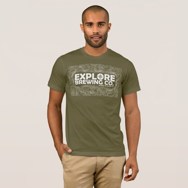 Camiseta Explore o t-shirt da fabricação de cerveja Topo (Frente Completa)