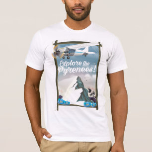 Camiseta Explore os Pirenéus montanhas europeias.