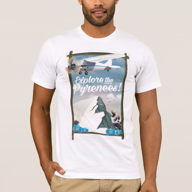 Camiseta Explore os Pirenéus montanhas europeias. (Frente)