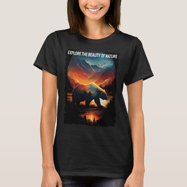 Camiseta Explore The Beauty Of Nature bear hiking camping m (Frente)