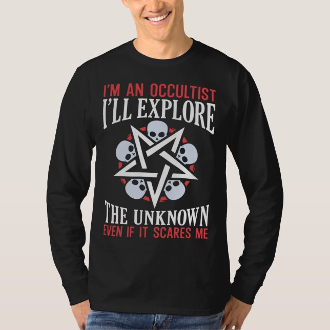 Camiseta Explore The Unknown Satanic Witchcraft Baphomet Go (Frente)
