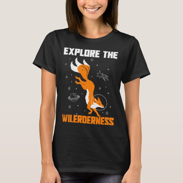 Camiseta Explore The Wilderness Space Astronaut Fox (Frente)