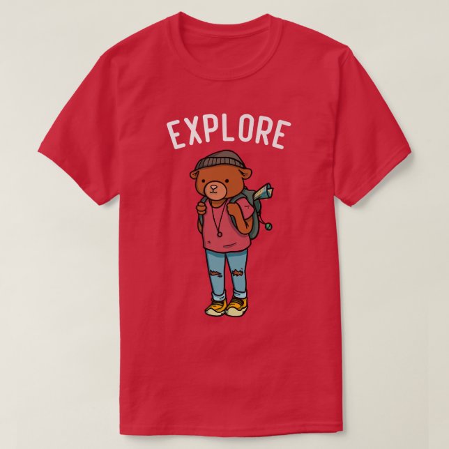 Camiseta Explorer Backpacking Hiking Bear Premium 715  (Frente do Design)