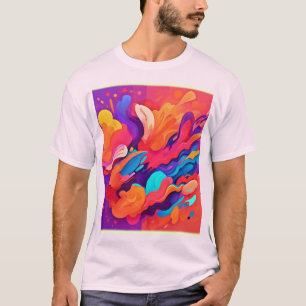 Camiseta Explosão Arco-Íris: Feliz Pintor Splatter