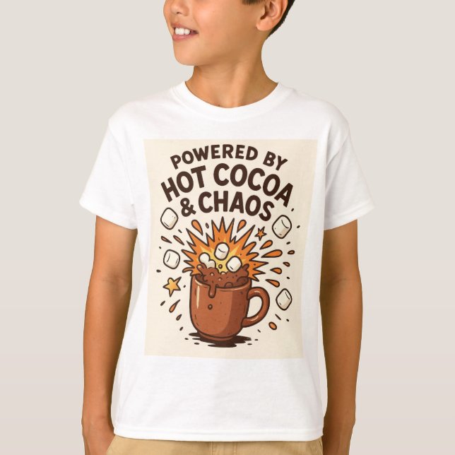 Camiseta Explosão Caótica de Cacau Quente (Frente)