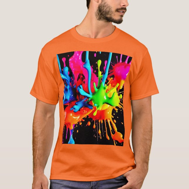 Camiseta Explosão Colorida Abstrata (Frente)