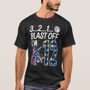 Camiseta Explosão De Espaço Exterior Com 12 De 12 Anos Aniv