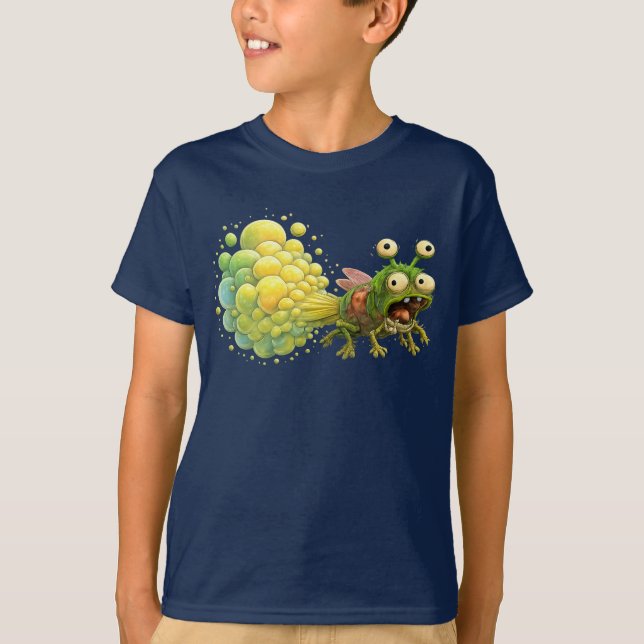 Camiseta Explosão de Inseto!" Inseto Fartando Divertido (Frente)