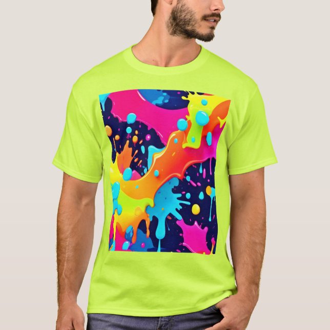 Camiseta Explosão de pintura neon (Frente)