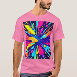 Camiseta Explosão de pintura neon na Canvas escura