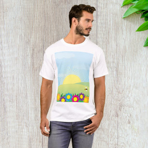 Camiseta Explosão de Sol na Primavera com Flores Coloridas