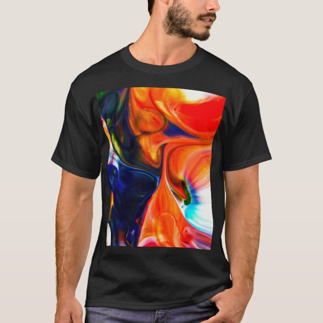 Camiseta Explosão de tinta digital: Abstrato colorido (Frente)