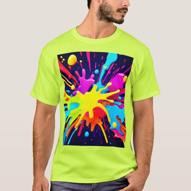 Camiseta Explosão de Tinta Radiante (Frente)