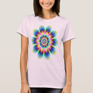 Camiseta Explosão do arco-íris da flor do Fractal