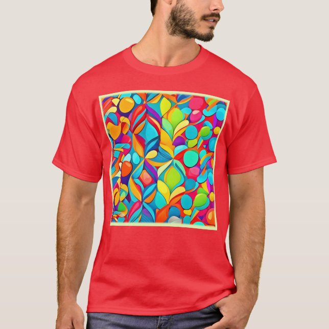 Camiseta Explosão Floral de Abstrato vibrante (Frente)
