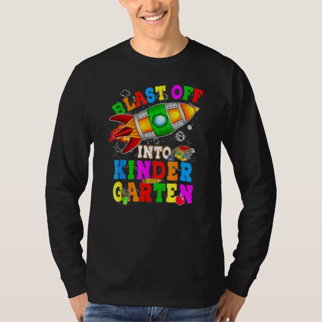 Camiseta Explosão No Foguete Do Jardim De Infância De Volta (Frente)