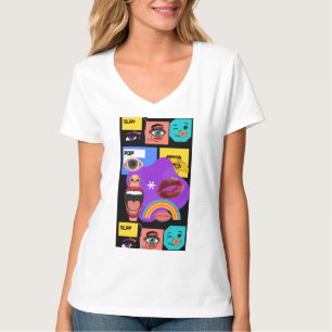 Camiseta Explosão Ousada da Arte Pop Estilo de Desenho Ani