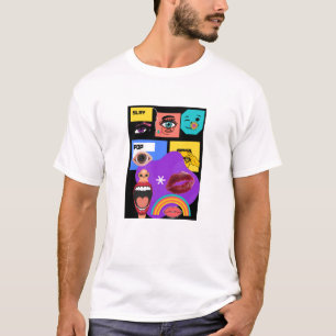 Camiseta Explosão Ousada Pop Art Estilo de Quadr