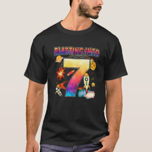 Camiseta Explosão Para O Astrado Exterior Feliz 7 Birthday