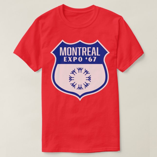 Camiseta Expo 67 Montreal World Fair Retro Shield Blue (Frente do Design)