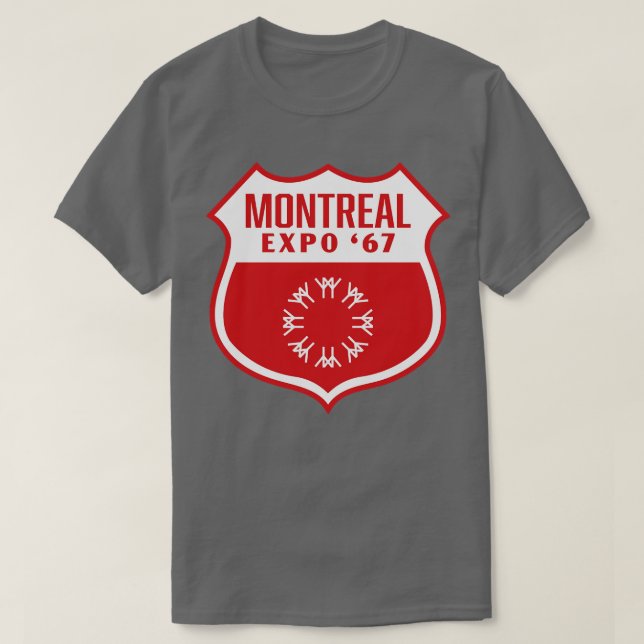 Camiseta Expo 67 Montreal Worlds Fair Retro Shield White on (Frente do Design)