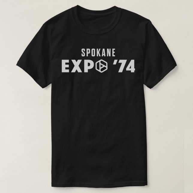 Camiseta Expo 74 Mundos Spokane Feira de Ícone Branco (Frente do Design)