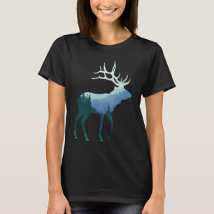 Camiseta Exposição Dupla à Deer Elk Animais Selvagens Surre