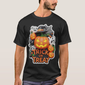 Camiseta Exposição festiva de Halloween para doces ou trave