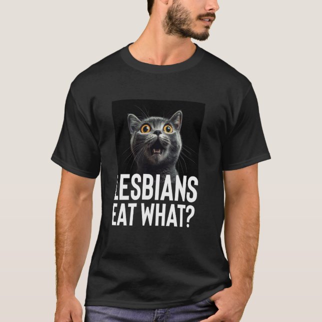Camiseta Expressão engraçada do gato meme lésbico (Frente)
