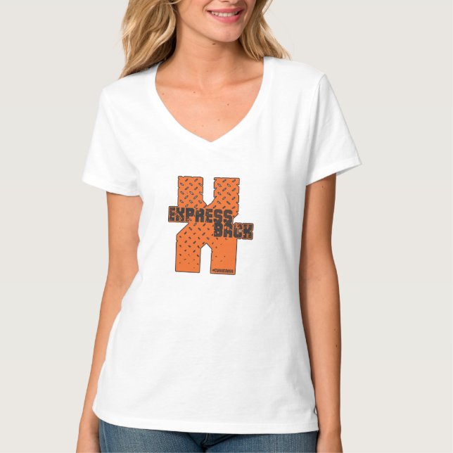 Camiseta Expresse para trás o t-shirt do V-Pescoço das (Frente)