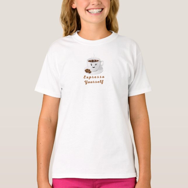 Camiseta Expresse-Se - Engraçado Tee De Café Sorridente (Frente)