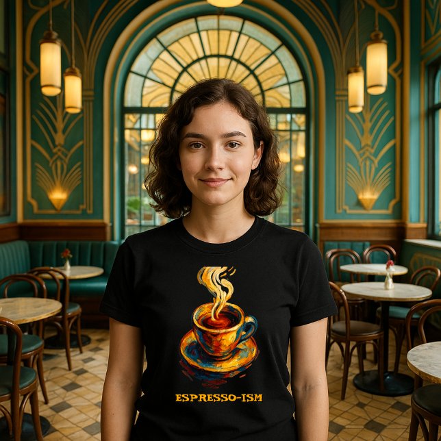 Camiseta Expressionismo - Pintura da Taça Espresso de Café (Criador carregado)