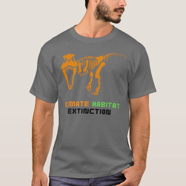 Camiseta Extinção Climática de Habitat Dinossauro T-Rex (Frente)