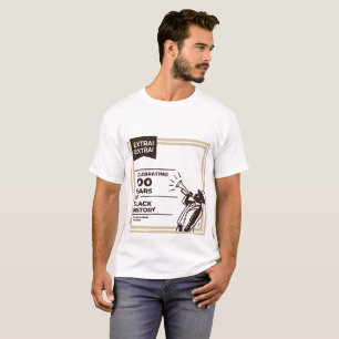 Camiseta Extra Extra 100 Anos de Celebração da História Neg