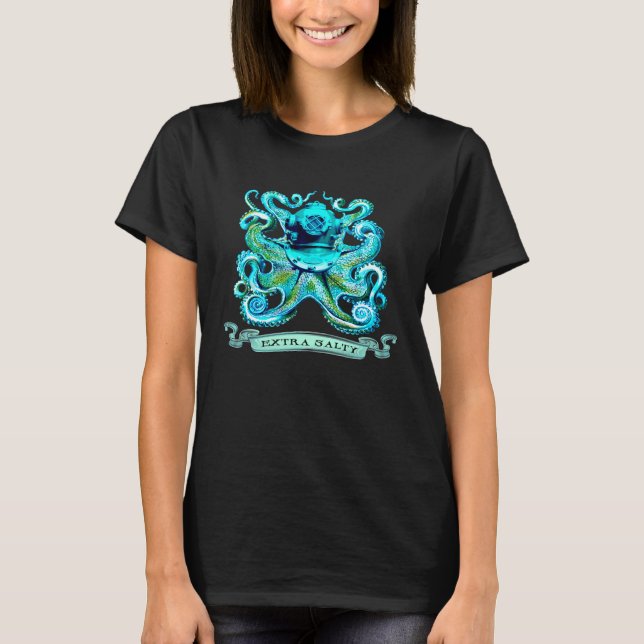 Camiseta Extra Salty Scuba Diver Octopus Deep Sea Diving Oc (Frente)