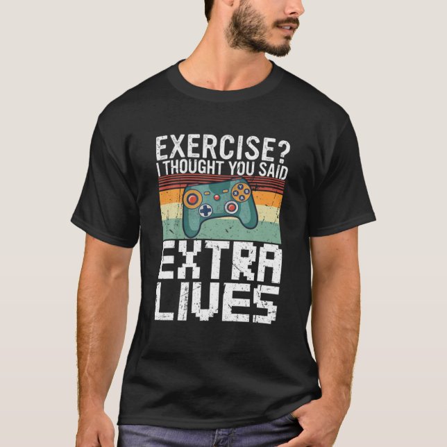 Camiseta Extra Vive Engraçado Jogo de Controlador de Vídeo (Frente)