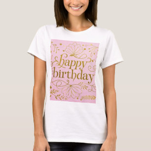 Camiseta Extraente elegante Dourado de aniversário luxuoso