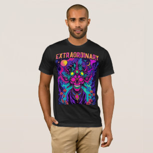 Camiseta Extraordinária - Caveira Neon Psicodélica