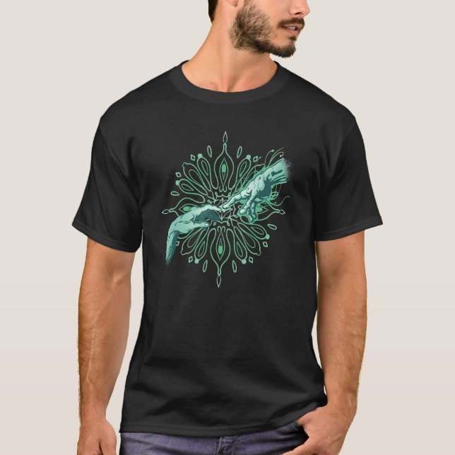 Camiseta Extraterrestres Da alienígena E Da Mão Humana (Frente)