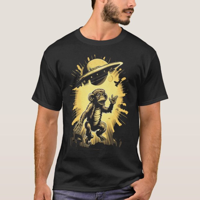 Camiseta Extrator de espaçador de OVNI macaco-macaco de rap (Frente)