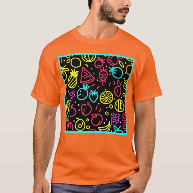 Camiseta Extravagância de Frutas Neon (Frente)