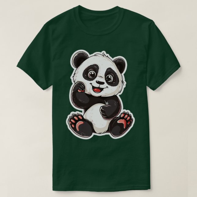 Camiseta Exuberante Panda Buddy Sticker 2 (Frente do Design)