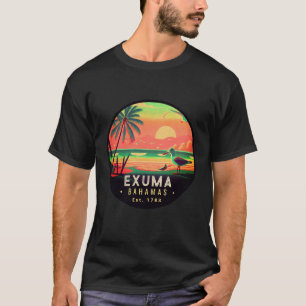 Camiseta Exuma Bahamas Retro Sunset Seagull Souvenir 1950