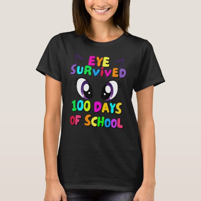 Camiseta Eye Survived 100 Days Of School Students Teachers  (Frente)