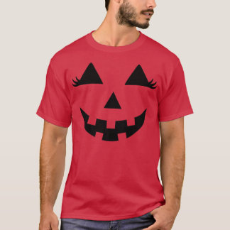 Camiseta Eyelashes Halloween Traje Pumpkin Rosto