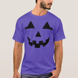 Camiseta Eyelashes Tee- Halloween Traje Pumpkin Face Costu