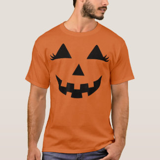Camiseta Eyelashes Teto De Halloween Pumpkin Face Costum