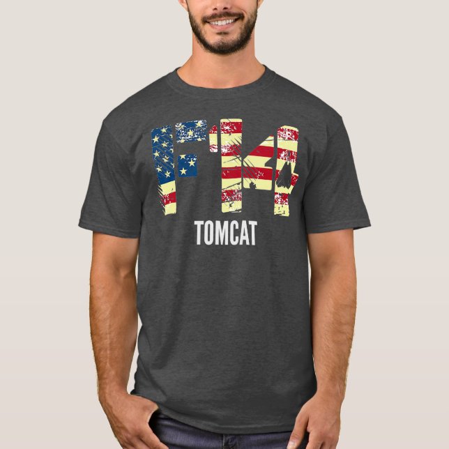 Camiseta F14 Tomcat Fighter Jet aflora Bandeira Americana (Frente)