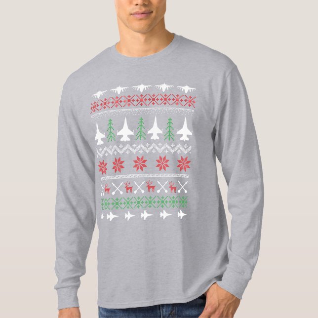 Camiseta F16 Sweatshirt Natal - on cinza (Frente)