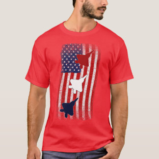 Camiseta F22 Bandeira Americana Raptor 4 de julho Red White